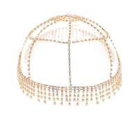 GORGECRAFT Copricapo con Nappe Cristalli e Strass A Strati con Catena per La Testa In Maglia Gioielli "Roaring 20s" Scintillanti Fasce Capelli Da Sposa Cappellini Flapper Capelli Da Ballo Halloween