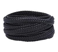 GORGECRAFT Cordino in Pelle Intrecciata Piatta Larga 10mm Cordino in Pelle PU da 5 m Strisce in Similpelle Nera Fili in Similpelle Spessi 3mm Corda per Bracciali Cavigliere Cravatte Bolo Collane