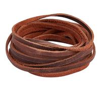GORGECRAFT Cordoncino In Vera Pelle Rotonda Da 5m*5mm Striscia di Pelle di Vacchetta Spessore 2mm Cinghie Piatte In Pelle per Artigianato Fai Da Te Collane Bracciali Cinture Pizzo Sella Marrone