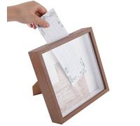 GORGECRAFT Cornice per Foto in Vetro da 21.7x21.7cm per Certificati Foto Documenti Biglietti Scatola per Ombre per Vetrina con Fessura sul Fondo per Display da Tavolo Montaggio A Parete Cornice
