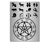 GORGECRAFT Costellazioni di Metallo Stencil Glifi Zodiaco Simboli Acciaio Inossidabile Astrologia Astrologia Oroscopo Segno Modello Rune Stencil per Pittura, Pirografia, Artigianato Incisione