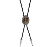 GORGECRAFT Cravatte Vintage da Cowboy Western Cravatta Bolo retrò per Uomo Collane in Pelle con Ciondolo in Lega di Gemme di Occhio di Tigre Naturale Ovale Corda in Similpelle per Unisex Halloween