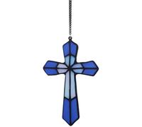 GORGECRAFT Croce da Parete in Acrilico da 10 x 16cm Blu Battesimo Fedele Grazia Crocifisso A Forma di Croce Decorazione da Appendere alla Finestra per Soggiorno Cameretta Interni Esterni Natale