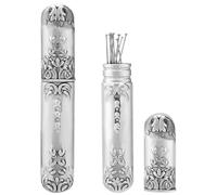 GORGECRAFT Custodia per Aghi Vintage Argento Antico Tubi per Aghi Porta Stuzzicadenti Scatola Contenitore Forniture per Cucire Portatili Strumenti per Ricamo Punto Croce Artigianato A Mano 8.8x1.5 cm