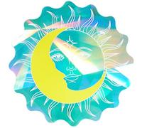 GORGECRAFT Decalcomanie per Finestre Da Sole con Diametro di 135 mm, Adesivi per Finestre Arcobaleno, con Stampa Del Volto Della Luna, Adesivi Acchiappasole, Pellicola Laser Prisma, L'Arredamento