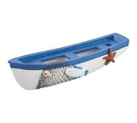 GORGECRAFT Figurina di Barca A Vela in Legno 18.5cm Miniatura di Barca da Pesca Blu Modello da Tavolo Modello da Spiaggia Modello da Bagno Bomboniere Centrotavola Vintage Nautica Mediterranea
