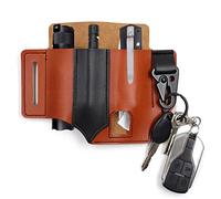 GORGECRAFT Fodero Multiuso per Cintura Organizer per Cintura In Pelle EDC Fondina EDC con Custodia Multiuso Porta Torcia Portapenne Portachiavi Clip Pratico Supporto per Cintura per Uomo Similpelle