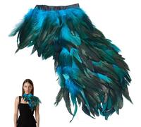 GORGECRAFT Mantello di Piume Gotico Scialle Mantella di Piume Ali da Strega Collare Mantello di Piume Naturali Coprispalle Costume da Corvo di Halloween Pavone Pasqua Capodanno Cielo Blu Profondo