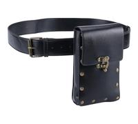 GORGECRAFT Marsupio Vintage Nero Set da Cintura in Pelle Medievale Set di Fondina per Borsa Cellulare con Chiusura in Lega Portafoglio Rinascimentale in Similpelle Larp Festival Puntelli Accessori