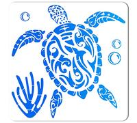 GORGECRAFT Modello di Stencil Tartaruga di Mare 11.8x11.8 Pollice Grande in Plastica Riutilizzabile Cartello Quadrato per Pittura su Parete in Legno Scrapbook Card Pavimento Casa Fai da Te Arti