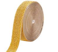 GORGECRAFT Nastri Autoadesivi con Strass di Cristallo Da 2.74 m Larghezza 18mm Adesivi con Diamanti Scintillanti Nastro con Gemme Glitterate per Abiti Da Casa Regali di Compleanno Decorazioni Oro