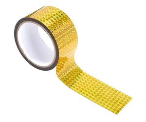 GORGECRAFT Nastro Adesivo Olografico Autoadesivo da 50m in Plastica Gialla con Prisma Impermeabile Glitterato Decorazioni Riflettenti per Progetti Fai da Te Arte e Artigianato per Tenere Lontani Gli