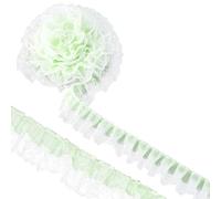 GORGECRAFT Nastro in Pizzo Chiffon A Balze A Doppio Strato da 50mm 5 Iarde Bordo in Pizzo Satinato Plissettato Verde Chiaro Bordi in Tulle Ricamati Lacci per Applicazioni in Stoffa Cucito Artigianale