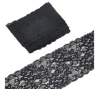 GORGECRAFT Nastro In Pizzo Floreale Da 5 iarda*11cm Elastico In Tulle Elasticizzato Nero con Bordatura Ricamata per Lavori di Cucito Fai Da Te per Abiti Da Festa Confezioni Regalo Creazione di Fiocchi