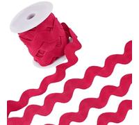GORGECRAFT Nastro RIC Rac da 30mm, Jumbo, 10 Iarde, A Zig Zag, Rosa Intenso, con Frangia Ondulata, in Tessuto Intrecciato, A Forma di S, con Rocchetto, per Lavori di Cucito