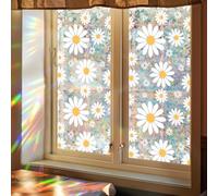 GORGECRAFT Pellicola per La Privacy delle Finestre Arcobaleno 100x43cm Motivo Margherita 3D Fiori Statici in Plastica Adesiva Non Adesiva Riutilizzabile con Prisma Colorato per Finestre Che Copre