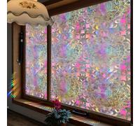 GORGECRAFT Pellicola per La Privacy per Finestre con Mandala da 100x43cm, 3D, Arcobaleno, Decorativa, per Finestre, Non Adesiva, Controllo del Calore, Protezione dai Raggi UV, per La Casa