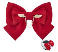 GORGECRAFT per Casco con Fiocco Rosso Grande in Tessuto di Poliestere Autoadesiva con Ventosa Adatta per Casco da Donna per Sci Bici Moto Snowboard Sport all'Aria Aperta Ciclismo Toppe per Capelli