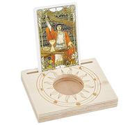 GORGECRAFT Portacarte Taroc in Legno Portacandele Intagliato Fasi Lunari e Motivo Sole 10x8x1.5 cm Rettangolare Altare Espositore Supporto per Strumenti Divinazione Strega Decorazione Taroc
