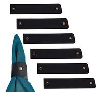 GORGECRAFT Portatovaglioli in Pelle Set di 6 Portatovaglioli Neri Rustici Porta Fibbia Portatovaglioli per Matrimonio di Cena di Compleanno, Decorazione della Casa