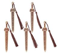 GORGECRAFT Segnalibri In Bambù 5 pezzo Segnalibro Spada con Nappe Bulk Fatto A Mano Stile Vintage Naturale Segnalibri per Pagine Segnalibri Pendenti con Ciondoli per Artigianato Amanti Dei Libri