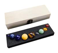 GORGECRAFT Solar System Desk Decor 9 Pianeti Pietre Kit Regalo Set di Sfere di Pietre Preziose di Cristallo Curative per Decorazioni Da Scrivania In Casa e Ufficio