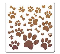 GORGECRAFT Stencil con Impronta di Zampa Modello di Cuore con Osso di Cane 30x30 cm Grande Stencil Quadrato in Plastica Riutilizzabile Segno per Dipingere su Legno Carta da Ritagli da Parete Disegno