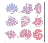GORGECRAFT Stencil Conchiglia Stencil Modello Conchiglia 18x18cm Plastica Quadrato Riutilizzabile Estate Oceano Modello Disegno per Dipingere su Parete Mobili Tessuto Scrapbooking Carta Fai da Te