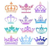 GORGECRAFT Stencil Corona Re Regina Principessa Corona Royalty Modello Stencil Da Disegno In Plastica Riutilizzabili per Dipingere su Legno Parete Tela Tessuto Scrapbooking Album Carta 30x30cm