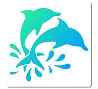 GORGECRAFT Stencil Delfino 18x18 cm Plastica Quadrata Pittura Stencil Riutilizzabile Estate Oceano Tema Disegno Modello per Dipingere su Parete Mobili Tessuto Carta Scrapbooking Fai Da Te Artigianato