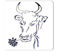 GORGECRAFT Stencil di Fiori di Mucca Stencil Riutilizzabili per Animali Da Fattoria per Dipingere su Tela Da Parete In Legno 11.8x11.8 pollice Fai Da Te Artigianato Artistico In Fattoria