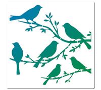 GORGECRAFT Stencil di Uccelli su Ramo da 30x30cm Riutilizzabile Modello di Albero di Uccelli Silhouette di Foglie Cartello per La Casa Stencil in Plastica Pet Dipingere su Mobili da Parete in Legno