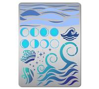 GORGECRAFT Stencil Fasi Lunari Onda del Mare Stella Oceano Barca Modello per Pittura su Metallo Stencil Riutilizzabili in Acciaio Inossidabile per Dipingere su Legno Parete Scrapbooking Pirografia