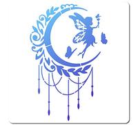 GORGECRAFT Stencil Fata Della Luna Da 30x30 cm Angelo Farfalla Modello Foglie Vite Motivo Grandi Stencil Quadrati In Plastica Riutilizzabili Segno per Dipingere su Legno Parete Scrapbook Carta