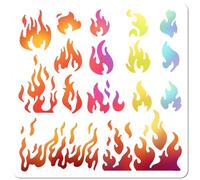 GORGECRAFT Stencil Fuoco Fiamma Fuoco Brucia Blaze Falò Riutilizzabile In Plastica PET Modello per Pittura Fai Da Te Arte Artigianato Stencil Quadrati per Disegnare Pittura su Pavimento 30x30cm