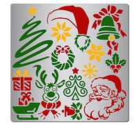 GORGECRAFT Stencil In Metallo A Tema Natale Da 6.3 Pollice Stencil per Incisione Campane di Babbo Natale Modello per Pittura Modello Diario Strumento per Dipingere Pirografia A Legna
