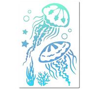 GORGECRAFT Stencil Medusa 30×21cm Stencil Vita Marina Modelli Tema Alghe Oceano Segno Riutilizzabile Quadrato Scava Fuori Modello Disegno per Dipingere su Legno Parete Scrapbooking Carta