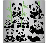 GORGECRAFT Stencil Orso Panda da 16x16cm, Stencil in bambù, Segnalibro, Riutilizzabili, Modelli in Acciaio Inossidabile per Diario, Scrapbooking, Incisione, Pirografia, Creazione di Biglietti