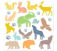 GORGECRAFT Stencil per Pittura di Animali della Foresta 30cm Riutilizzabili Bianchi in Pet Elefante Coniglio Lupo Volpe Scoiattolo Aquila Ornamento Modello di Disegno per Dipingere Pareti in Legno