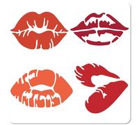 GORGECRAFT Stencil per Pittura Labbra In Plastica Bacio Labbra Rossetto Bocca Trucco Stencil Riutilizzabili In PET Modelli Quadrati per Disegnare Pittura su Pavimento In Legno Tessuto 30x30cm