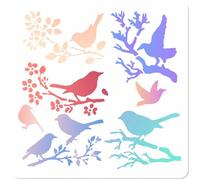 GORGECRAFT Stencil per Uccelli Da 30cm Grandi Uccelli Sul Ramo di Un Albero Modelli di Fiori Sagoma In Plastica Scavata Disegno Modello Riutilizzabile per Dipingere su Pavimenti In Legno Mobili