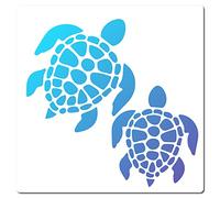 GORGECRAFT Stencil Tartaruga Marina 2 Modello Tartaruga 18x18cm Plastica Quadrata Riutilizzabile Estate Tema Disegno Stencil per Dipingere su Parete Mobili Tessuto Carta Scrapbooking Fai Da Te