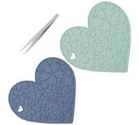 GORGECRAFT Tappetino Preformato In Silicone A 2 colore Cuore con Motivo florido Sottopentola Portapiastra Cuscinetti In Gomma Sintetica Resistente Al Calore Utensile Da Cucina, Argento&Melata