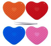 GORGECRAFT Tappetino Preformato in Silicone A 4 Colore Tappetino Sottopentola A Forma di Cuore Supporto per Piastra Riscaldante Cuscinetti in Gomma Sintetica Resistente al Calore Utensile da Cucina