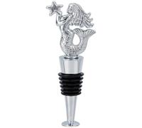GORGECRAFT Tappo per Bottiglia di Vino A Forma di Sirena in Metallo Argentato in Silicone Riutilizzabile A Forma di Mare Oceano Stella Marina per Champagne Salva Vino Le Feste Inaugurazione della