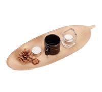 GORGECRAFT Vassoio Decorativo in Legno A Forma di Foglia da 40cm Vassoio da Portata in Legno Vassoio da Portata in Legno Portacandele con Mandorle Sbiancate Ciotola con Foglie per Servire Cibo
