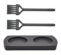 GORGECRAFT Vassoio Macina Sale e Pepe Supporto per Macinino Pepe In Legno Protezione per Tavolo Da Pranzo Shaker con 2 Spazzola per Pulizia per 2 Macinini Cucina Domestica Artigianato Nero 16x7.5cm