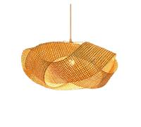 Gorgeous Big Pendant Shade Mesh Fixtures Japanese Style Wicker Hanging Lamp Flush Mount Chandelier Light for Kitchen Beige(50cm/19.7in)