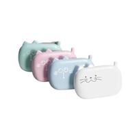 Gorger Kit di accessori per lenti a contatto, design con simpatico gatto, custodia da viaggio compatta e portatile, doppio scomparto per lenti colorate, accessori essenziali per la cura degli occhi, 4