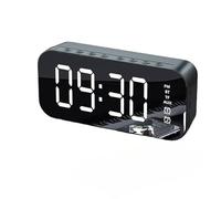 Gorger Sveglia digitale con altoparlante Bluetooth, display a specchio, ricarica USB, orologio da tavolo da comodino con riproduzione audio (nero)